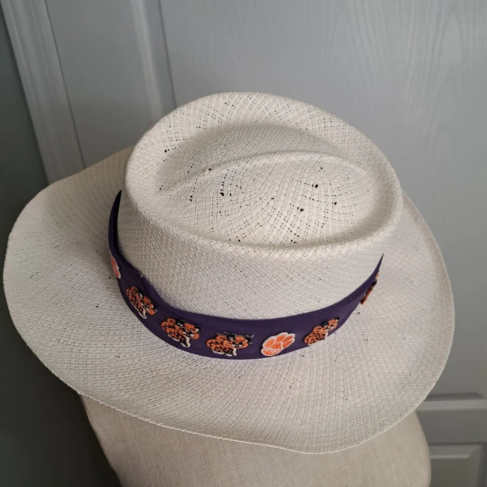 Clemson IPTAY White Straw Panama Hat London Fog